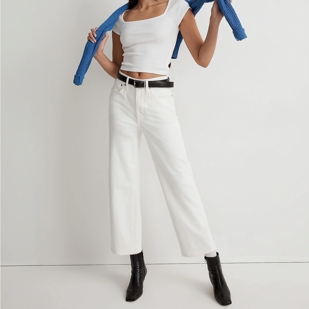 Madewell perfect vintage wide leg crop jeans tile white